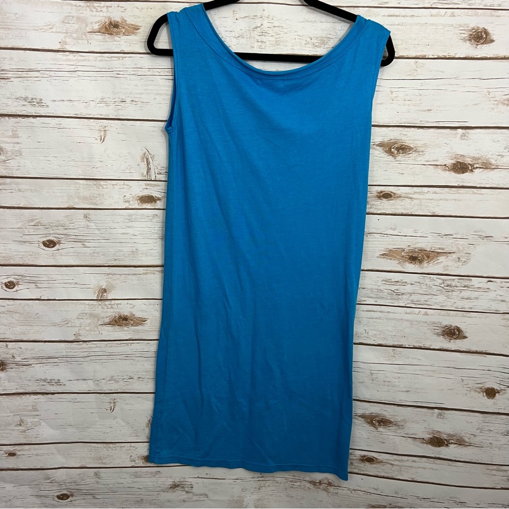 Enza Costa Blue Rolled Neck Sleeveless Tank Dress - Picture 4 of 5